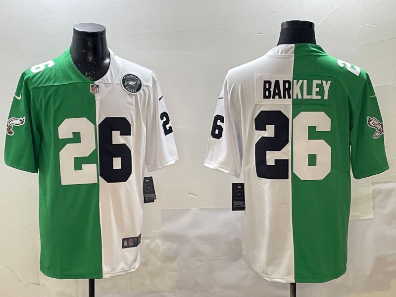 Men Philadelphia Eagles 26 Barkley White Green 2025 Nike Vapor Limited NFL Jersey style 8